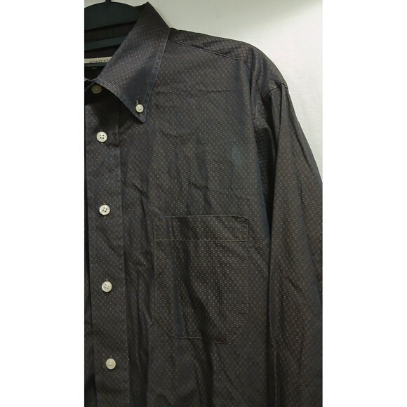 Burberry London Men's Large Brown Geometric Long Sleeve Classic Button Up USA - Picture 3 of 8
